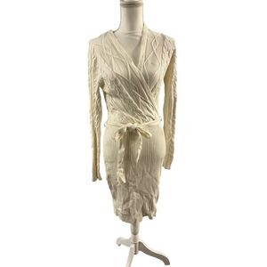Guess XL faux wrapped cable knit sweater dress with tie